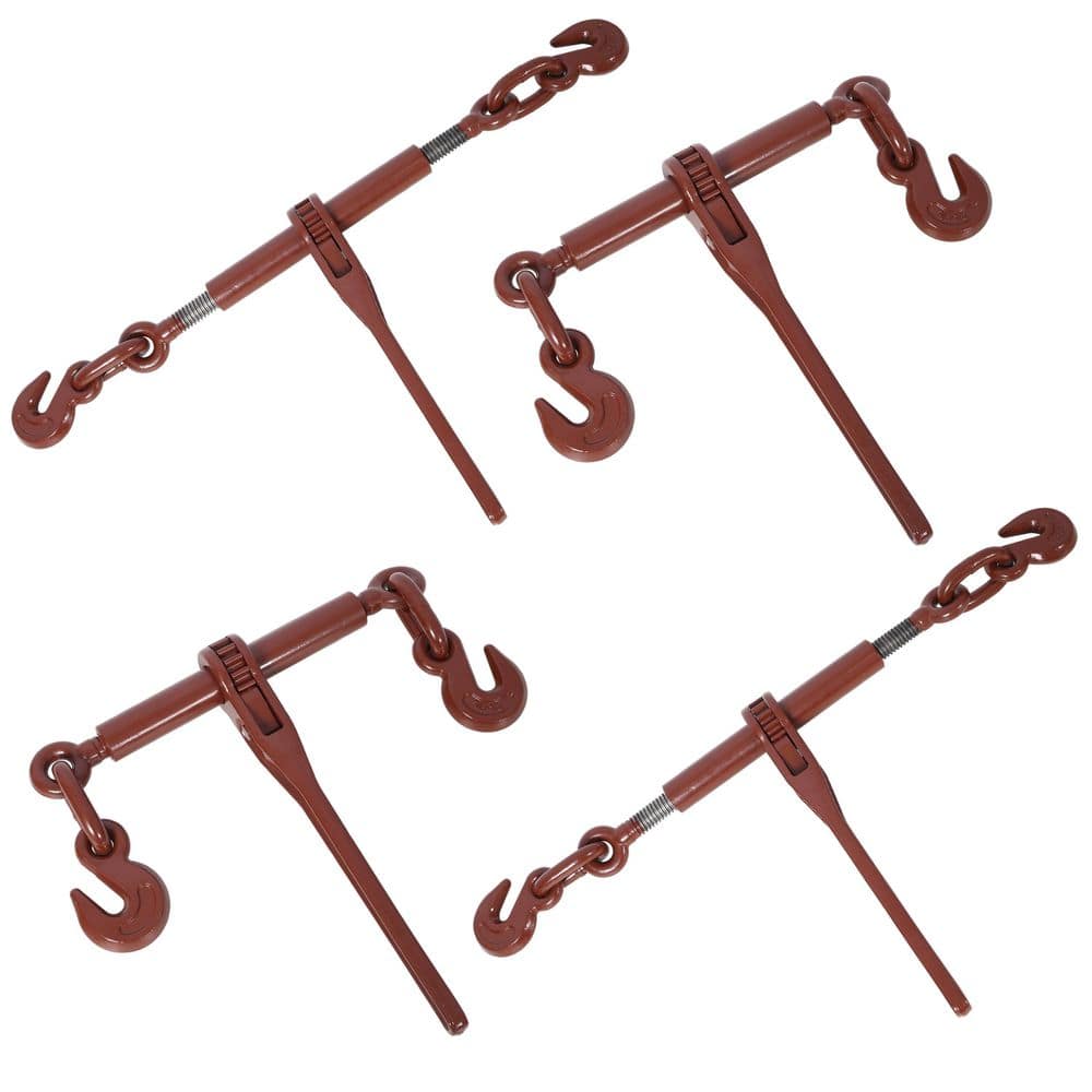 Red Heavy Duty 3/8 in. - 1/2 in. Ratchet Binders, 9200 lbs. Working Load Breaking, G70 Hooks Adjustable Length, (4-Pack) price history on PriceWatchPro