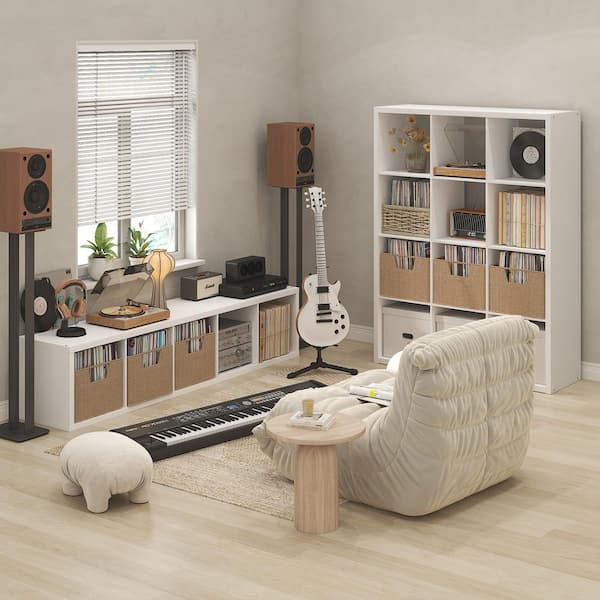 Furinno CUBICLE White 12-Cube Media Storage Shelf NALU23004WH