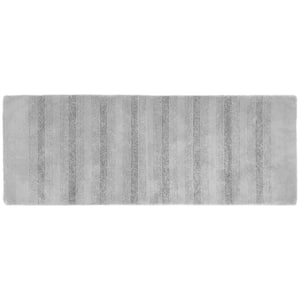 Essence Platinum Gray 22 in. x 60 in. Washable Bathroom Accent Rug