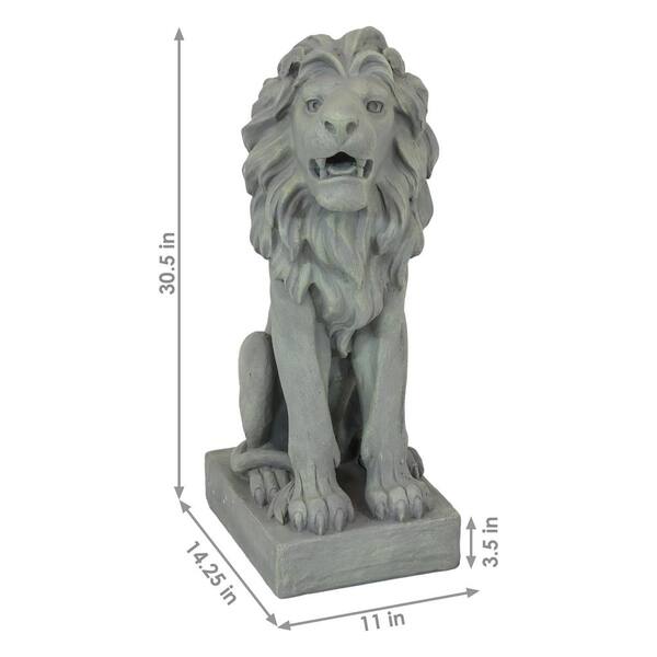 Sunnydaze Decor 30 In Noble Beast Sitting Lion Outdoor Statue Xca 635 The Home Depot