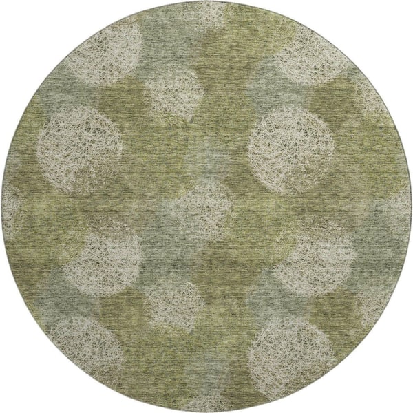 Addison Rugs Mayfield Premium Machine Washable Abstract AMF977 Green 8 ft. x 8 ft. Round Rug