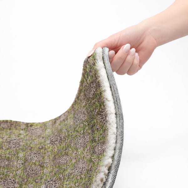 Dream Shag Premium Machine Washable Abstract ADS702 Olive 9 ft. x 12 ft. Area Rug