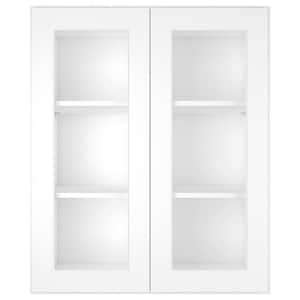 30-in W X 12-in D X 36-in H in Shaker White Plywood Ready to Assemble Wall Glass kitchen Cabinet