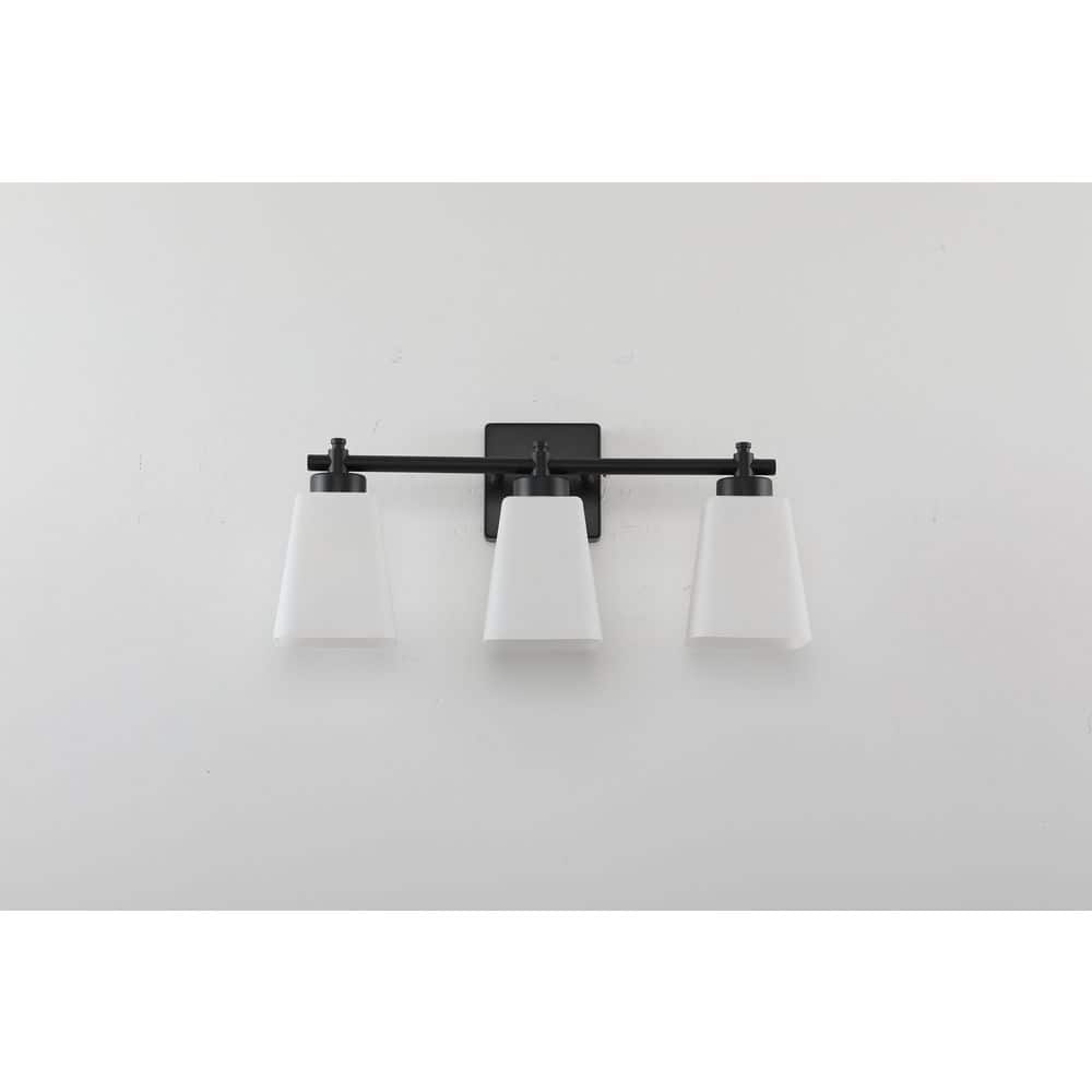 20.3 in. 3-Light Black Bathroom Vanity Light Contemporary Wall Sconce with Milky White Glass Shades price history on PriceWatchPro