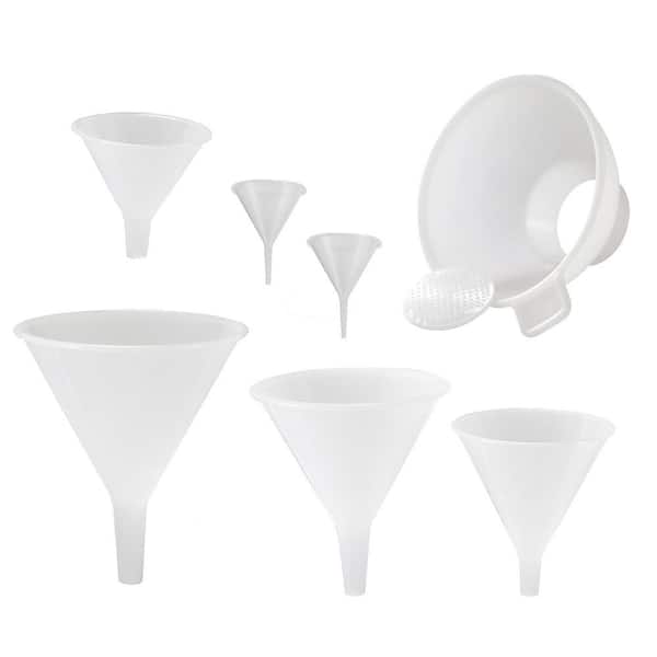 Multi-Purpose Plastic Funnel Set with Mini-Funnel and Canning Funnel (Set of 7)