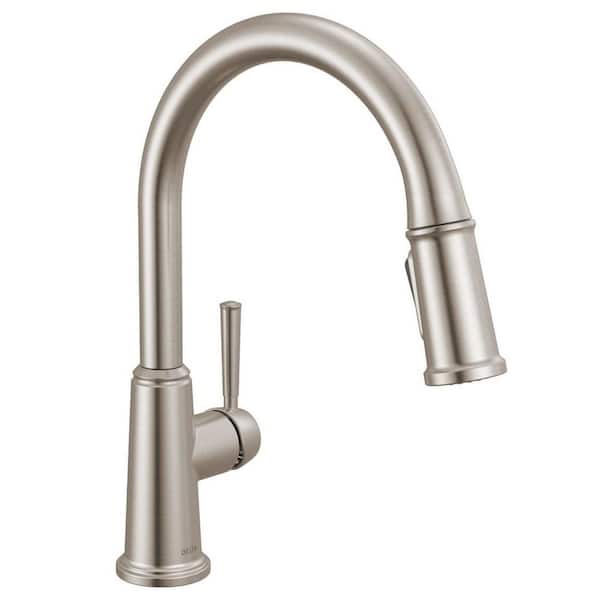 Foundations Design Series Traditional Stainless 14.63 in. H Pull Down Sprayer Kitchen Faucet 360° Swivel Spout