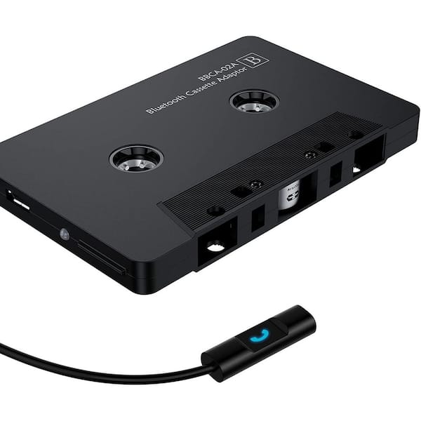 Bluetooth 5.0 Cassette to Aux Adapter Tape Audio for Car Hands-Free Call in Charcoal Black
