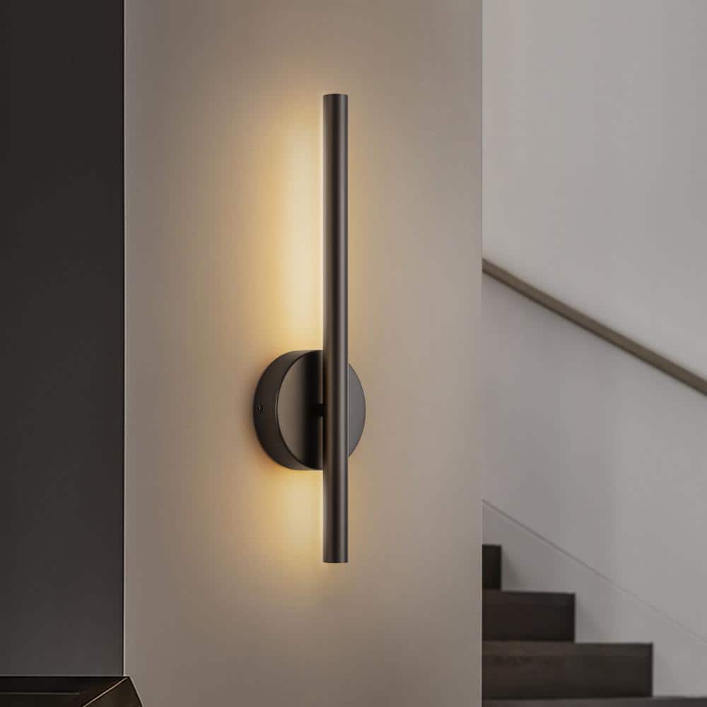 Brandon Contemporary 17.7 in. H 1-Light Matte Black 3000K Dimmable LED Wall Sconce price history on PriceWatchPro