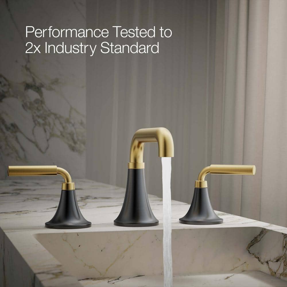 Matte Black and Moderne Brass Widespread Bathroom Faucet