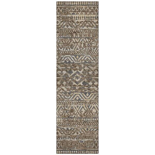 Chantille Machine Washable Indoor/Outdoor Abstract ACN3161 Brown 2 ft. x 7 ft. Runner Rug