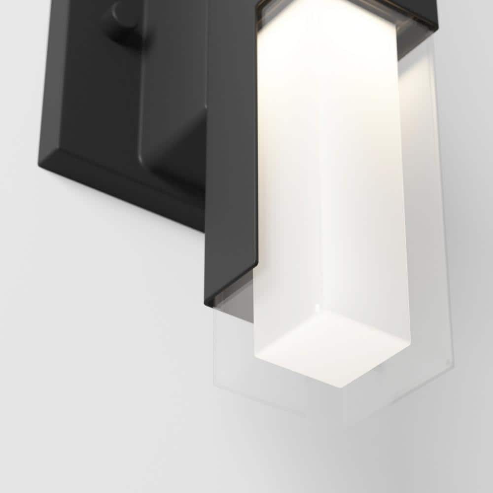 Gemini Matte Black Dimmable LED Outdoor Wall Sconce