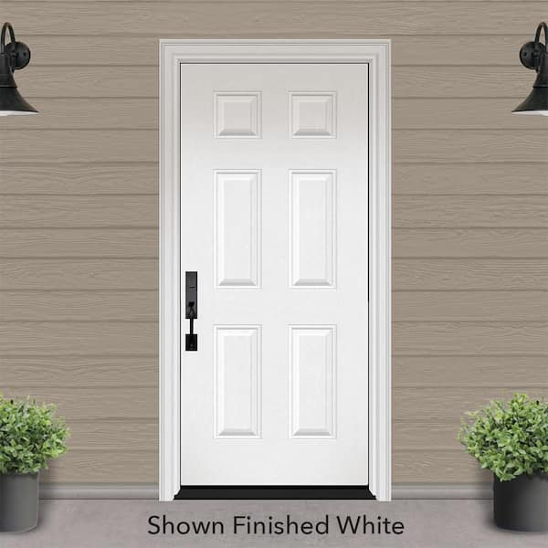 Regency 36 in. x 96 in. Right-Handed 6 Panel Unfinished White Mahogany Fiberglass Front Door Slab