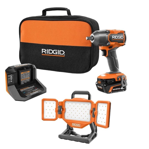 RIDGID 18V Brushless Cordless 1/2 in. Impact Wrench Kit with 4.0 Ah Battery  and Charger R86012K - The Home Depot