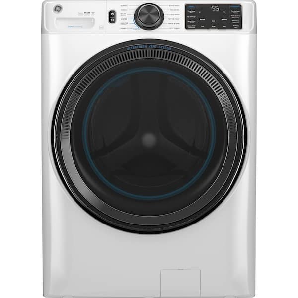 GE 5.0 cu.ft. Smart Front Load Washer in White with Steam, UltraFresh Vent System, and Microban Technology