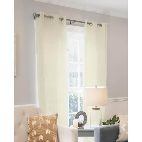 Chicology Virginia Cream Faux Linen Grommet Sheer Curtain - 52 in. W x 84 in. L (Set of 2)