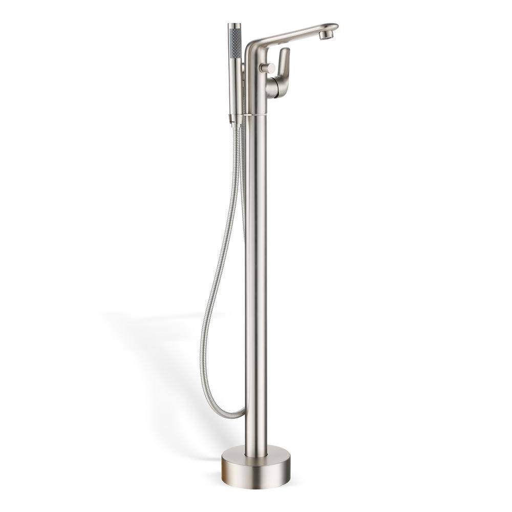 Brushed Nickel Freestanding Bathtub Faucet with Handshower