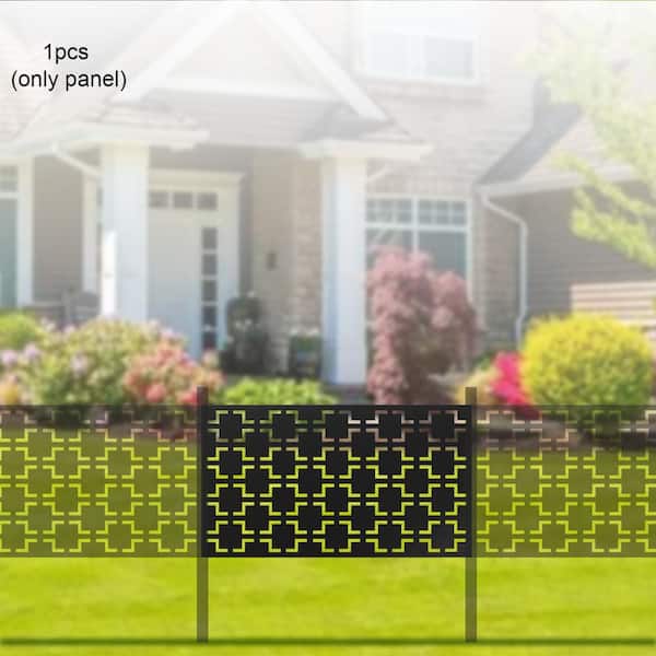Decorative Outdoor Metal Privacy Screen Panel Checkered Pattern in Black