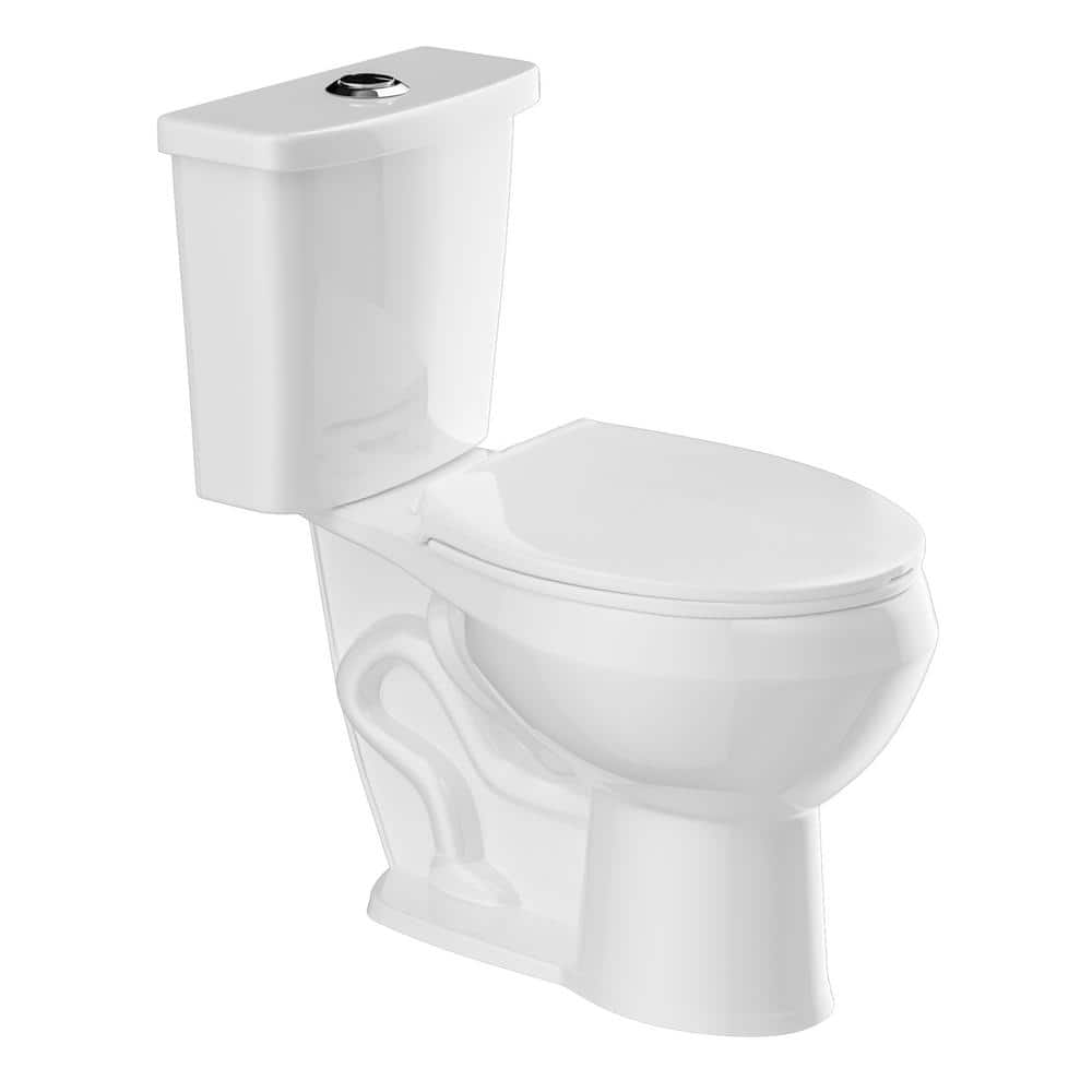HOMLYLINK ADA Height 2Piece Toilet 1.1/1.6 GPF Dual Flush Round Bowl Toilet in White Map Flush