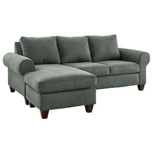 Sole's Collection 90 in in W Rolled Arm 2 -pieces Polyester Rectangle Sectional Sofa in Charcoal