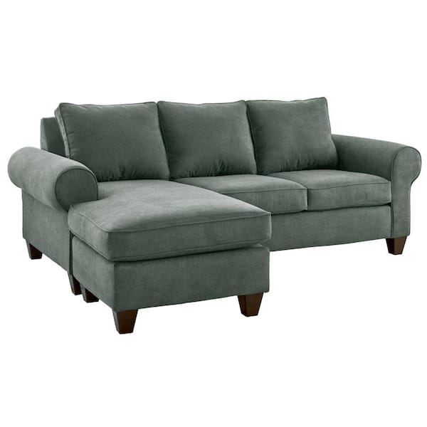 Picket House Furnishings Sole's Collection 90 in in W Rolled Arm 2 -pieces Polyester Rectangle Sectional Sofa in Charcoal