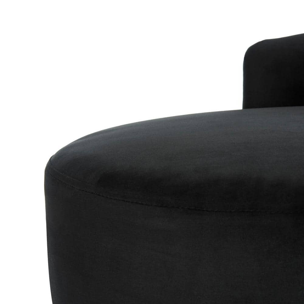 Chic Evangeline Black Velvet and Gold Metal Settee, 58"x27"
