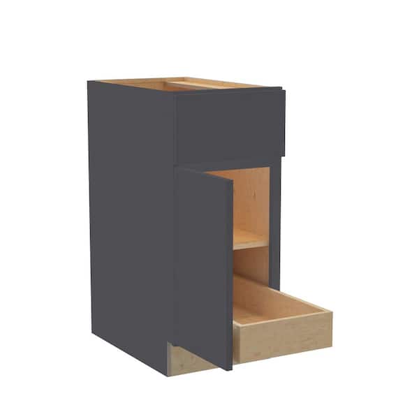 Hargrove 15 in. W x 24 in. D x 34.5 in. H Assembled Plywood Base Kitchen Cabinet in Valiant Onyx with 1ROT Soft Close LH