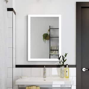 20 in. W x 28 in. H Rectangular Frameless Wall Mount Bathroom Vanity Mirror with Lights Anti Fog Touch Control