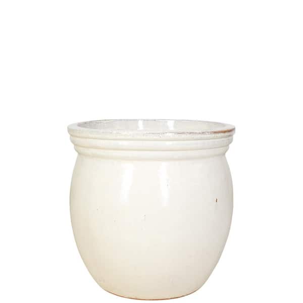 Unbranded 9 in. Vanilla Ceramic Census Pot