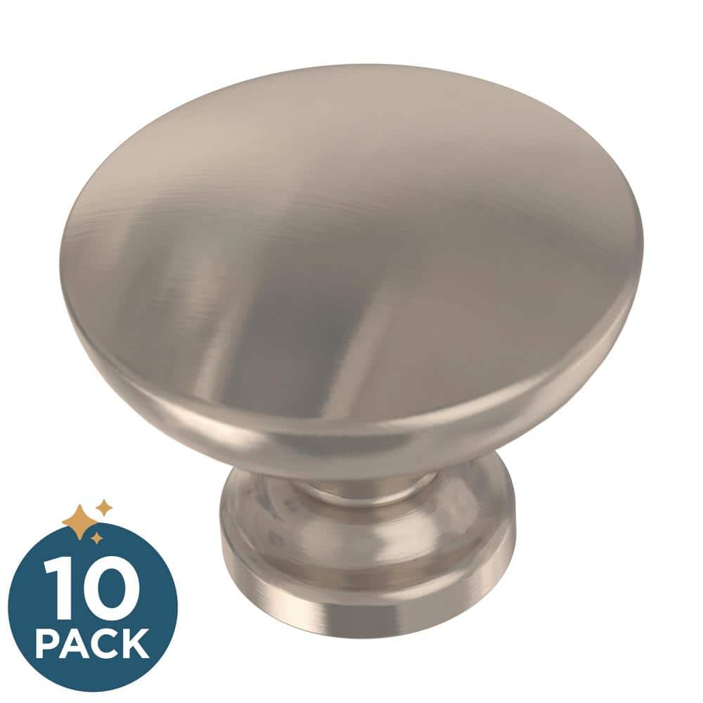 10-Pack Fulton 1-3/16 in. (30 mm) Classic Satin Nickel Round Cabinet Knobs