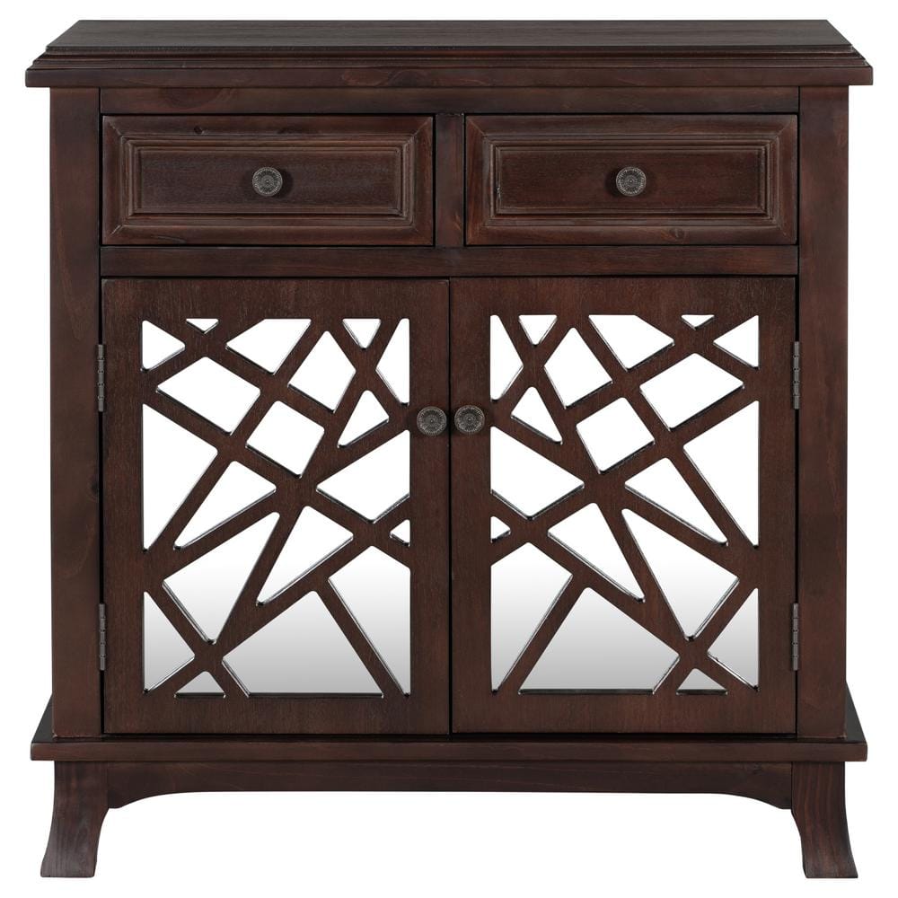 Brown Sideboard Storage Cabinet with Doors, Drawers and Interior Shelf