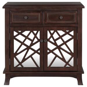 Brown Sideboard Storage Cabinet with Doors, Drawers and Interior Shelf