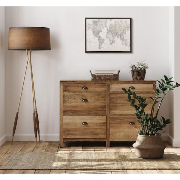 Sylvie "Vintage World Map" by The Creative Bunch Studio Brown Framed Art Print 24 in. x 18 in.