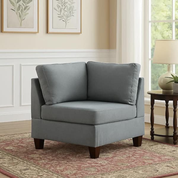 Remy 32 in. Armless Fabric Square Sofa in. Gray and Brown