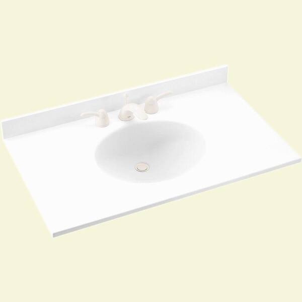 Swan Ellipse 55 in. W x 22 in. D Solid Surface Vanity Top in White with