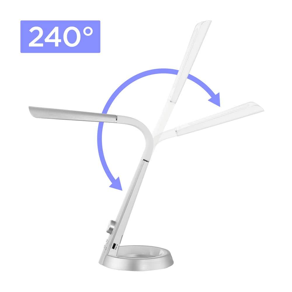 Milton 19" Silver Aluminum Adjustable LED Task Lamp with USB