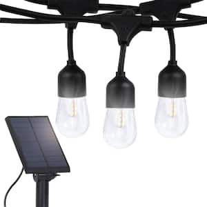 Ambience Pro 12-Light 27 ft. Black Outdoor Solar NonHanging LED 2-Watt S14 3000K Soft White Bulb String Lights