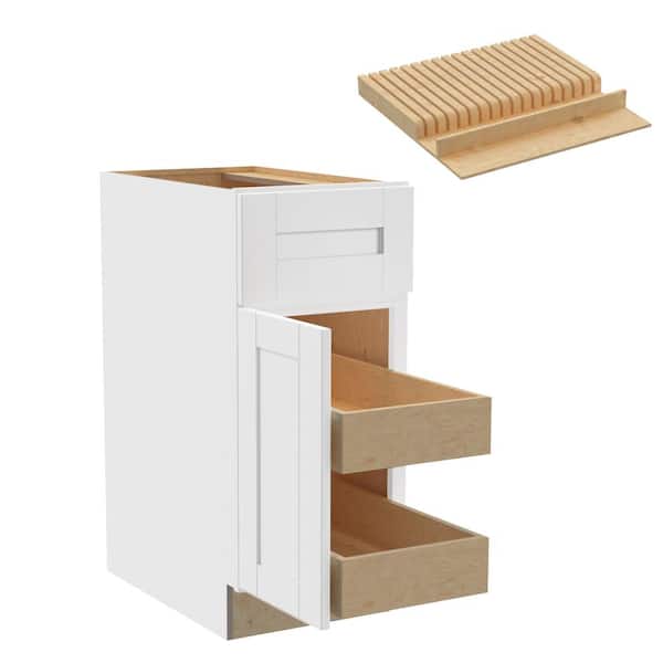 Home Decorators Collection Washington Vesper White Plywood Shaker Assembled Base Kitchen Cabinet Left 2ROT KB15 W in. 24 D in. 34.5 in. H