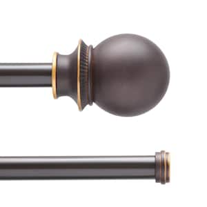 Fast Fit Easy Install Birkin 36 in. - 66 in. Adjustable Double Curtain Rod 5/8 in. Dia., Oil Rubbed Bronze with Finials