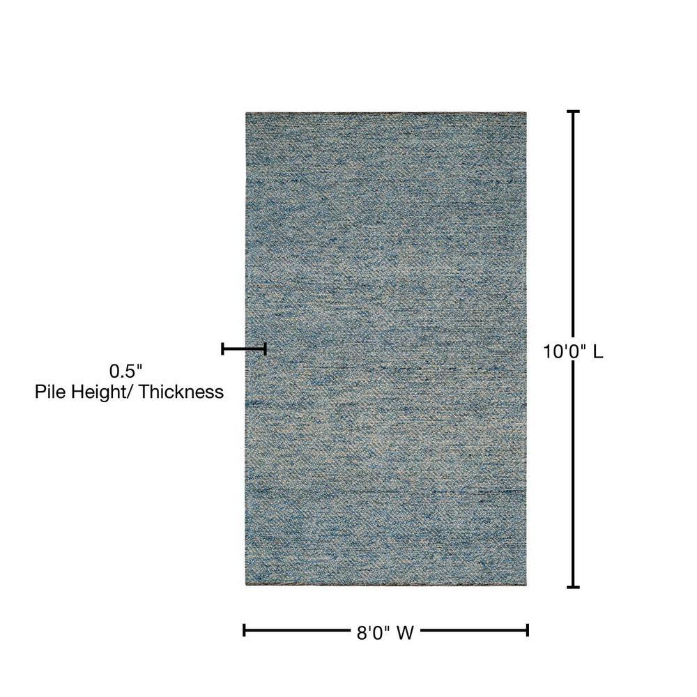 Blue Hand-Tufted Wool 8' x 10' Rectangular Area Rug
