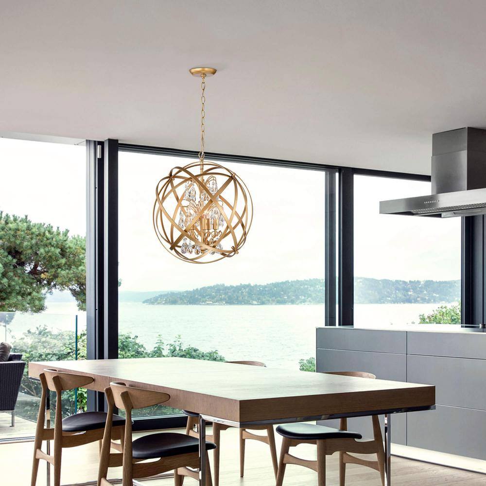 Benita Yellow Gold 5-Light Globe Crystal Chandelier