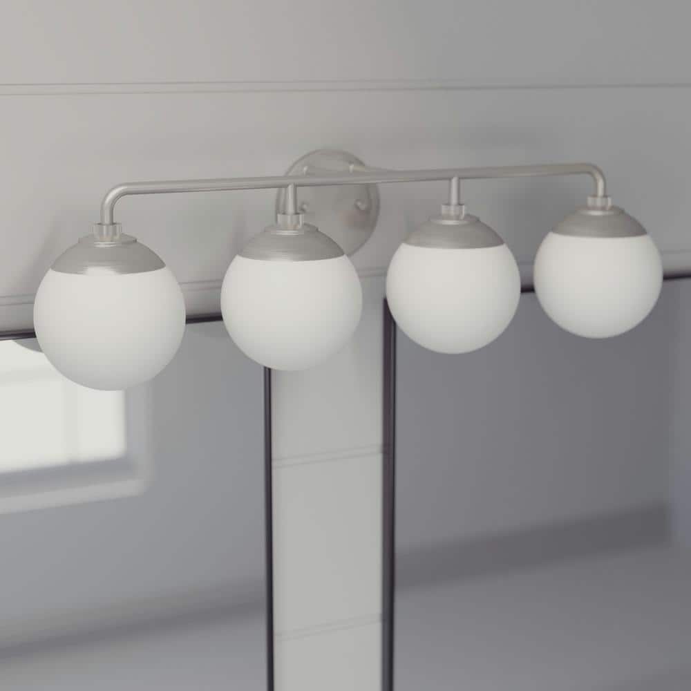 Hepburn 30 in. 4 Light Brushed Nickel Vanity Light with Frosted Glass Bathroom Light price history on PriceWatchPro