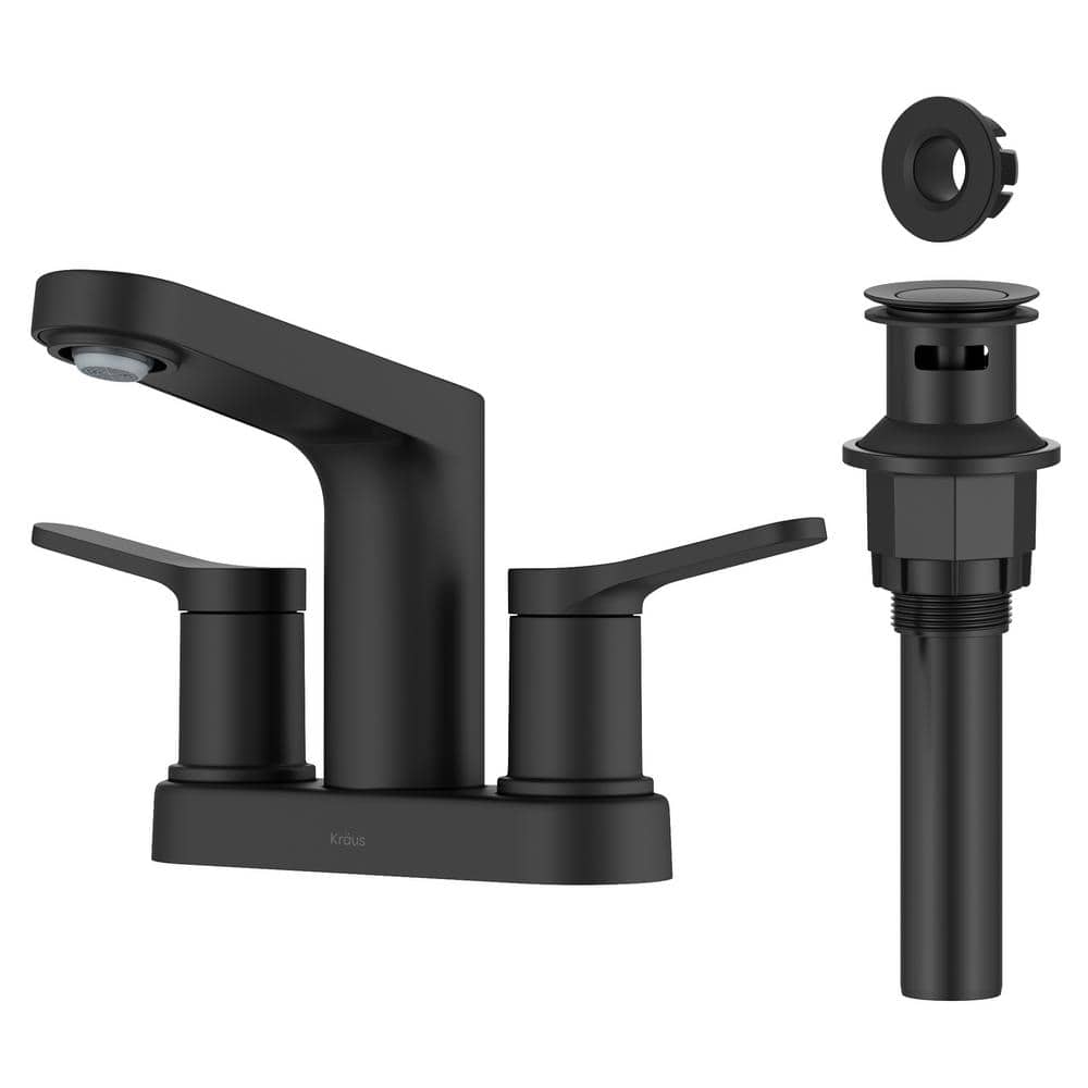 Indy Matte Black Dual Handle Bathroom Faucet with Pop-Up Drain