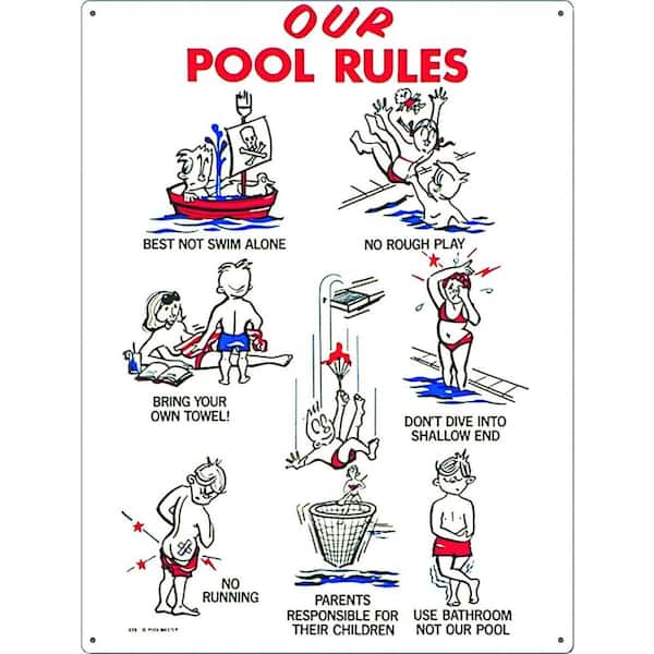 Poolmaster Our Pool Rules Swimming Pool Sign, Kid Animation