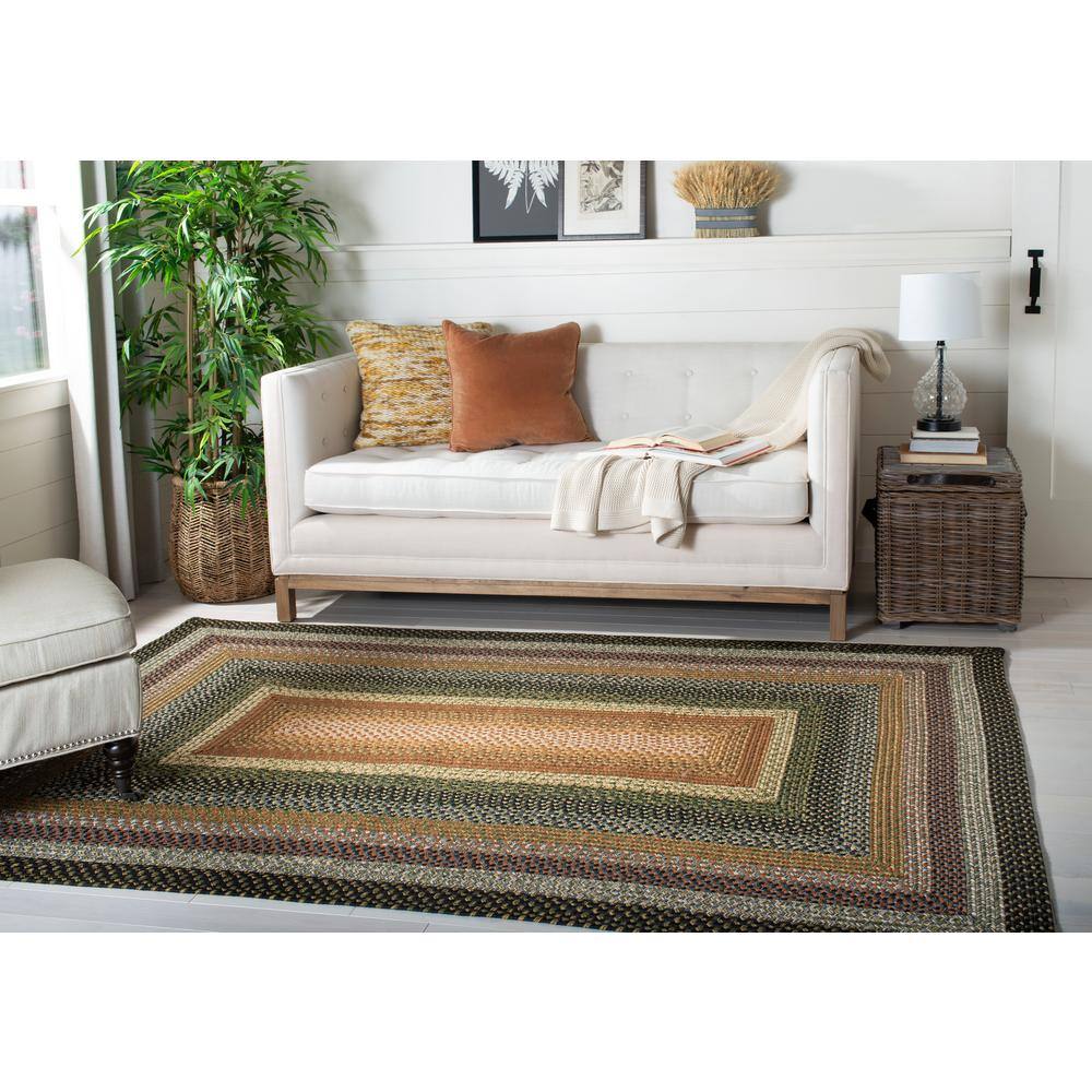 Handwoven Blue Multi Square Braided Area Rug - 6' x 6'