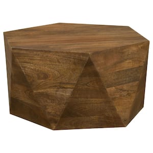 Zalika 35 in. Natural Hexagonal Wood Top Coffee Table