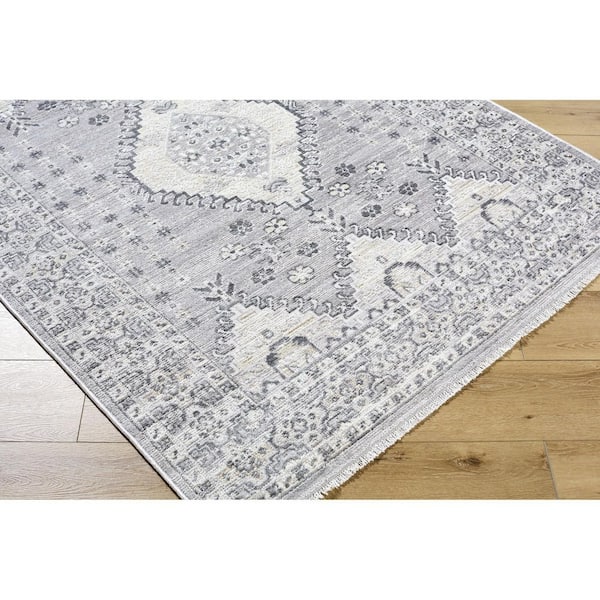 Azhar Grey Traditional 7 ft. x 9 ft. Indoor Area Rug