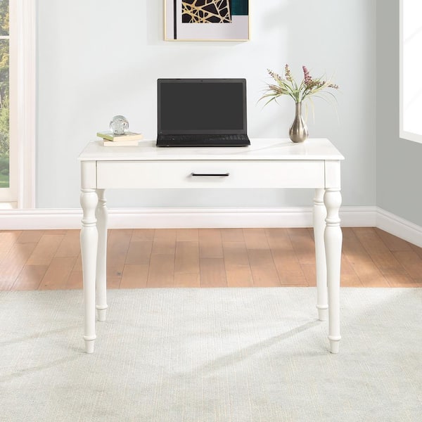 Baron 40 in. Rectangle White Engineered Wood Desk with Drawer