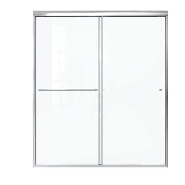 60 in. W x 70 in. H Sliding Framed Shower Door in Chrome Finish with Tempered Glass