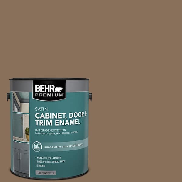BEHR PREMIUM 1 gal. #AE-30 Brown Cabin Satin Enamel Interior/Exterior Cabinet, Door & Trim Paint