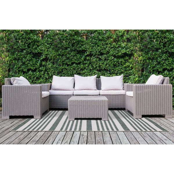 Zyana Collections 8 ft. x 11 ft. Green Stripes Indoor Area Rug